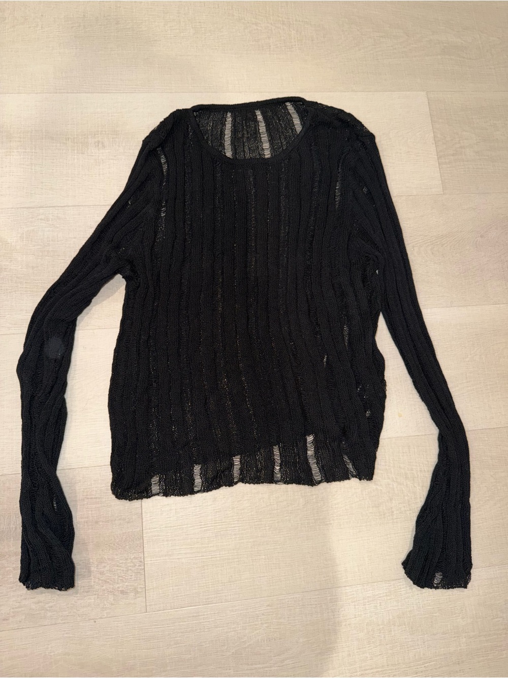 Kohl's Black Sheer Ribbed Long-Sleeve Top